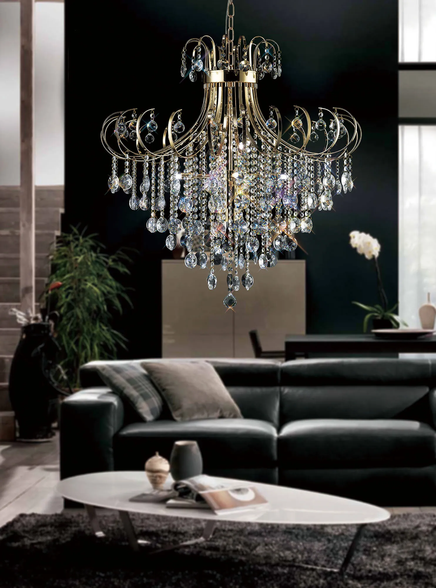 Rosina French Gold Crystal Ceiling Lights Diyas Multi Arm Crystal Fittings Rosina French Gold Crystal Ceiling Lights Diyas Multi Arm Crystal Fittings